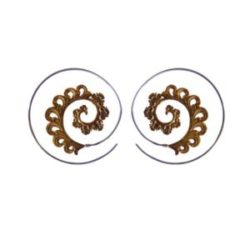 Tribal Unique Brass Earrings Silver 925 Spiral Hoops Design ERSS02