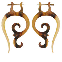Wooden Organic Tribal Earrings Handmade Unique Inca Moon Design ERW011
