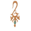 Wooden Ear Gauge Stretcher Trishul Design Handmade Turquoise Inlay Expander PWEX12