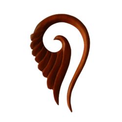 Ear Gauge Feather Hook Design Handmade Natural Wooden Expander PWEX016