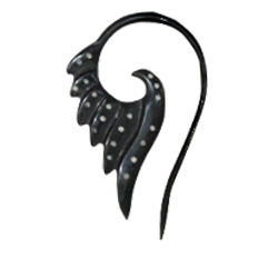 Black Horn Ear Gauge Feather Hook Design Handmade Expander PEX059