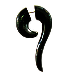 Exotic Buffalo Horn Earring Fake Gauge Q Mark Design PTC013
