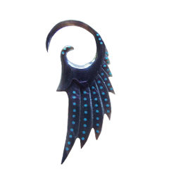 Ear Gauge Horn Tunnel Angel Wing Design Handmade Turquoise Expander PEX017