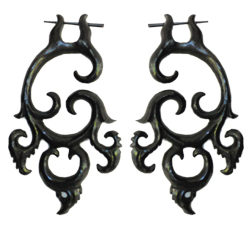 Carved Handmade Horn Earring Organic Natural Inca Spirals Design ERUQ61