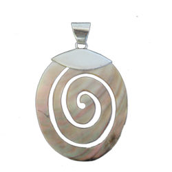 Tribal Mother Of Pearl 92.5 Sterling Pendant PDSH71