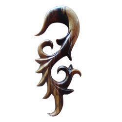 Unique Ear Gauge Spiral Flame Design Handmade Wooden Expander PWEX02