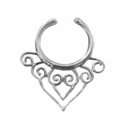 Exotic Silver Fake Septum For Non Pierced Nose Ring Clip On NSFS03