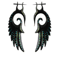 Angel Wing Carved Earring Tribal Horn Organic Handmade Design ERUQ70