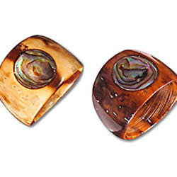 Sea Shell Coconut Ring Band Organic Natural Abalone Ornament RCSH02