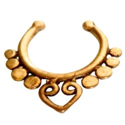 Unique Brass Fake Septum For Non Pierced Nose Ring Clip On NSFB02