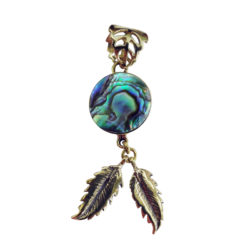 Abalone Sea Shell Pendant Delicate Feathers Brass Jewelry PABBS01