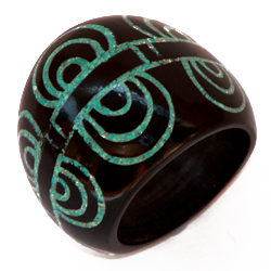 Horn Turquoise Natural Ring Organic Tribal Design RHTT02
