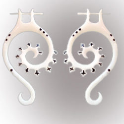 Bone Earring Infinity Spiral Design Unique Bone Inlay ERUQ39