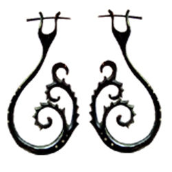 Horn Earring Tantra Spirals Design Handmade Tribal Carved Jewelry ERUQ07