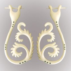 Bone Earring Tantra Spirals Design Unique Organic Tribal Carved Jewelry ERUQ08