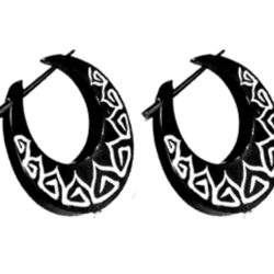 Exotic Buffalo Horn Earring Crescent Lotus Design ERTT04