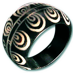 Tribal Bone Horn Ring Organic Handmade Inlay RHT003