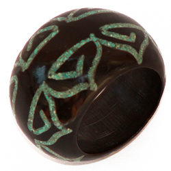 Turquoise Lotus Horn Ring Handmade Natural Jewelry RHTT03