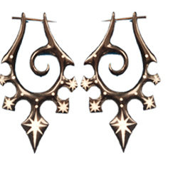 Horn Earring Natraj Design Handmade Organic Natural Bone Inlay ERUQ27