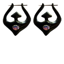 Horn Earring Om Shanti Design Handmade Organic Abalone Shell ERUQ47