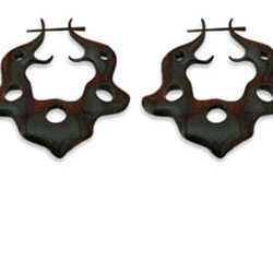 Horn Earring Carved Handmade Organic Fatima's Hands Design ERUQ51