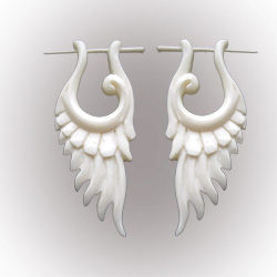 Dangle Exotic Bone Earring Handmade Organic Angel Wings Design ERUQ16