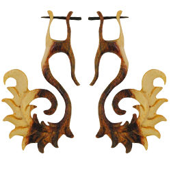 Wooden Handmade Tribal Earrings Aztec Sun Design ERW007
