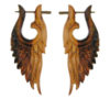 Tribal Wood Natural Earrings Handmade Unique Angel Wings Design ERW008