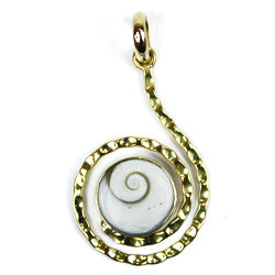 Natural Shiva Eye Pendant Spiral Drop Brass Handmade Jewelry PSEBS05