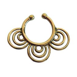 Fake Septum Tribal Brass For Non Pierced Nose Ring Clip On NSFB12