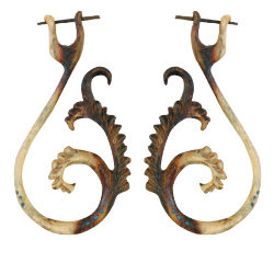 Tribal Wooden Hippy Earrings Exotic Handmade Tantra Curls Design ERW010