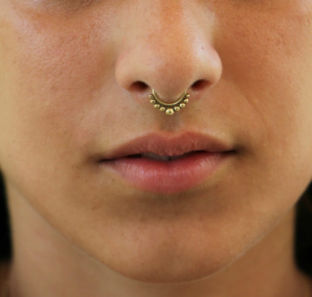 Gold Brass Nose Cuff Snake Faux Septum Non Piercing Tribal Nose Ring Fake