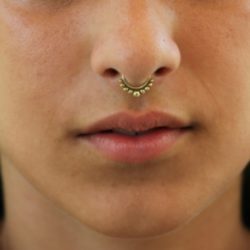 Tribal Brass Fake Septum For Non Pierced Nose Ring Clip On NSFBS01