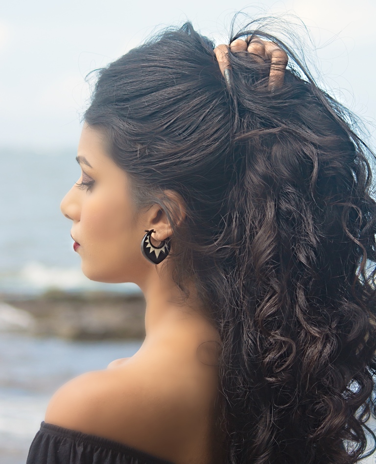 Buffalo Horn Earring Carved Inlay Unique Handmade India ZigZag ERTT13