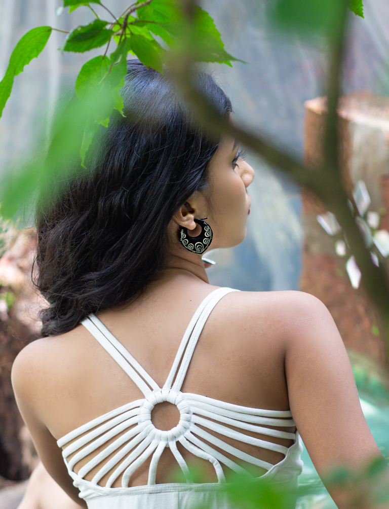 Buffalo Horn Hand carved Earring Inlay India Eyes ERTT15