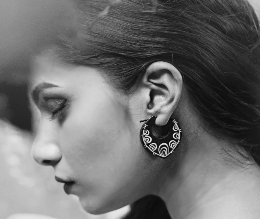 Buffalo Horn Hand carved Earring Inlay India Eyes ERTT15