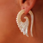 Feather Ear Gauge Shell Exotic Design Handmade Organic Expander PSEX11