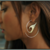 Silver Brass Angel Earring Spiral Silver Hoops Wing Design ERSS01