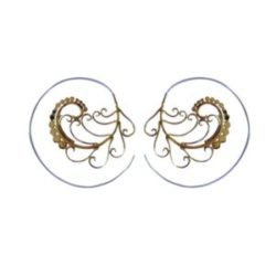 Tribal Brass Silver Earrings Organic Pure Handmade Spiral Hoops Design ERSS04