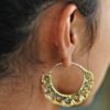 Handmade Organic Silver Earring Brass Hoops Design ERSS06