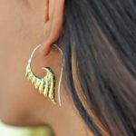 Organic Handmade Brass Earring Silver 925 Hook Angel Wings ERSS10