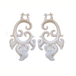 Carved Dangle Bone Earring Handmade Unique Om Spiral Design ERUQ72