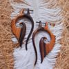 Tribal Unique Wood Earring Natural Handmade Feather Design ERW005