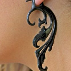 Tribal Horn Dangle Earring Handmade Natural Mayan Turquoise Design ERUQ01