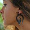 Handmade Feather Horn Earring Natural Organic Dangle Design ERUQ11