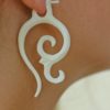Tribal Carved Bone Earring Ethnic Exotic Inca Moon Design ERUQ20