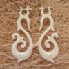 Carved Handmade Bone Earring Organic Unique Kamil Design ERUQ24