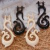 Carved Handmade Bone Earring Organic Unique Kamil Design ERUQ24
