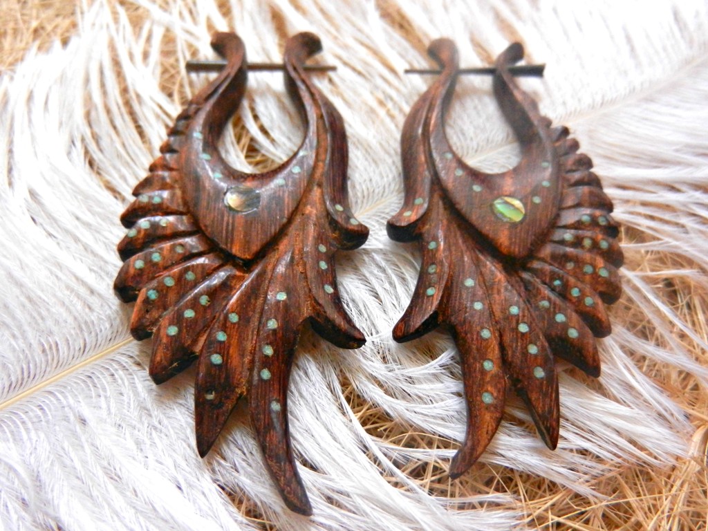 Tribal on sale wood earrings