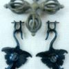 Carved Abalone Horn Earring Handmade Organic Swan Design ERUQ02